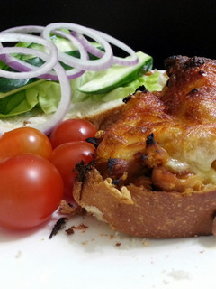 A picture of LG DOUBLE CHEESE CHICKEN SANDWICH.