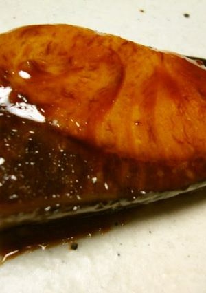 A picture of Amberjack Teriyaki in a Frying Pan.