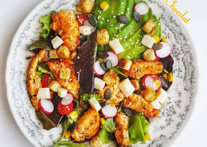 Salade poulet au paprika fume sauce légère