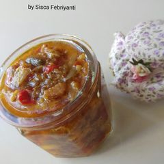 A picture of Shrimp onion spicy sauce - traditional Indonesian food.