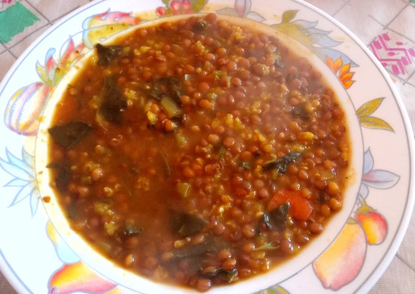 Lentejas con espinacas y arroz