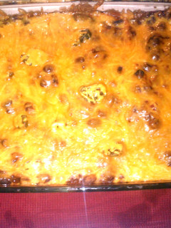 A picture of chili cheese burrito cassarole.