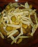 Chicken Tagine with Olives and Fried Potatoes