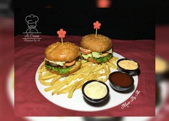 Unique Cuisine Ar Special Classic Grilled Chicken Burger Served With Fries Most Delicious