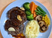 Gambar beef steak bbq sauce