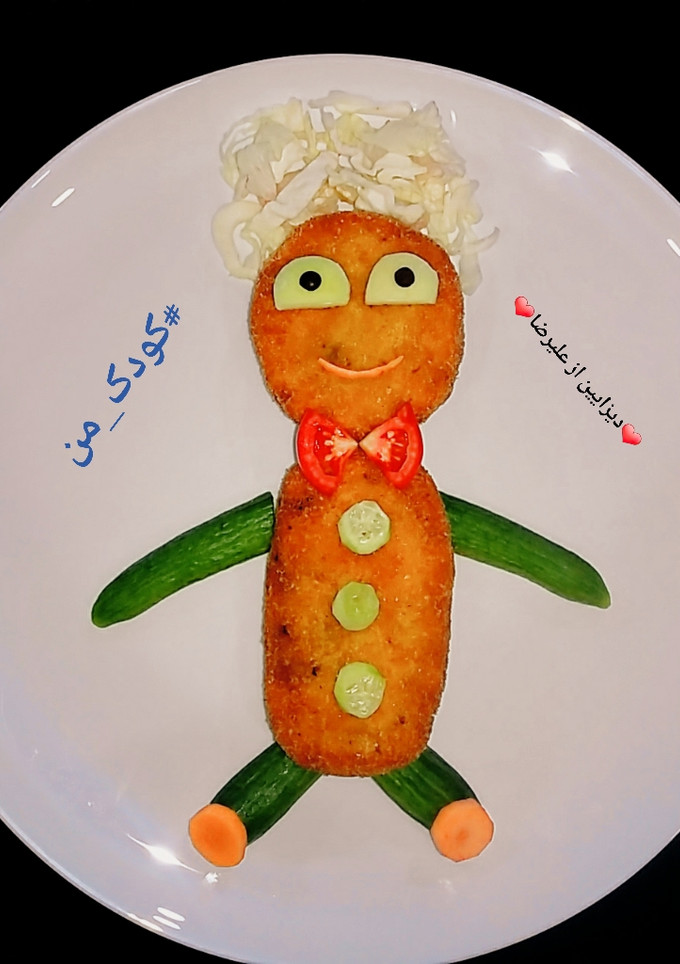 عکسی از دستور تزیین کراکت سیب زمینی کودک علیرضا👦