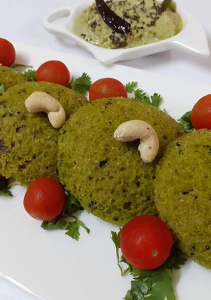 A picture of Palak oats idli.