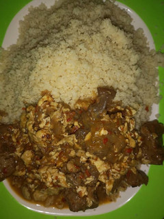 A picture of Couscous with egg Sauce.