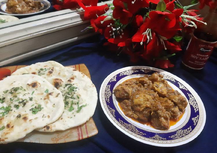 How to Prepare Homemade Chicken masala with tawa garlic naan
