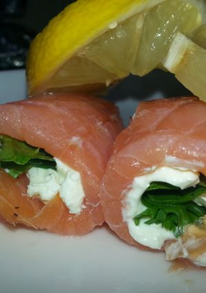 A picture of Weezy's Smoked Salmon and cream cheese spirals.