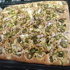Delicious veg Focaccia no knead bread A picture of Delicious veg Focaccia no knead bread.