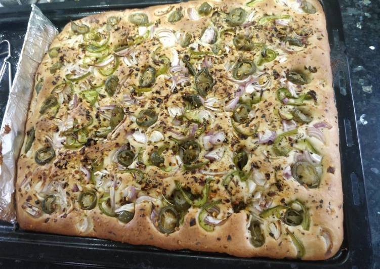 Delicious veg Focaccia no knead bread