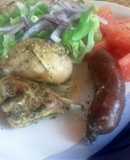 Pollo y chorizo asado al horno