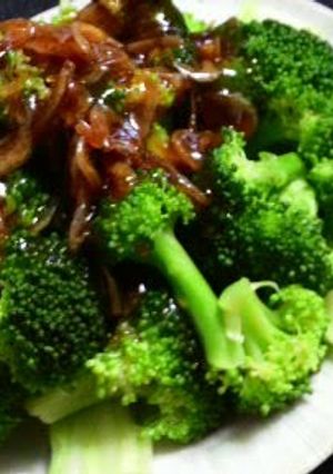 A picture of Boiled Broccoli with Sakura Shrimp and Oyster Sauce - Great in Bentos Too!.