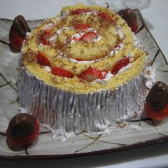 Log Christmas Cake with Roll Cake Batter A picture of Log Christmas Cake with Roll Cake Batter.