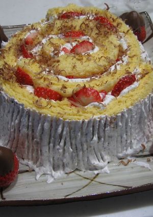 A picture of Log Christmas Cake with Roll Cake Batter.