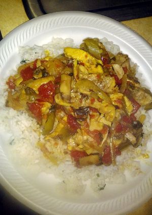 A picture of coconut curry chicken.