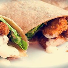 A picture of Crispy chicken tortilla wrap.