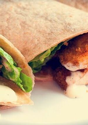 A picture of Crispy chicken tortilla wrap.