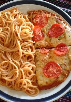 Una foto de Pizza de carne!!! a la sartén!!😱😱😱😘😘😘