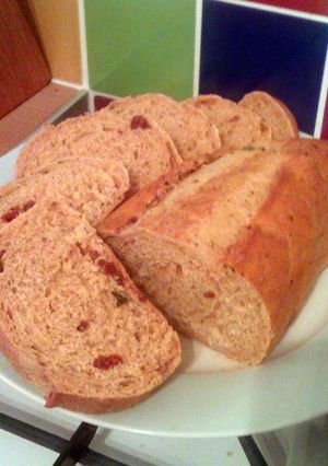 A picture of Vickys Sun-Dried Tomato Loaf, Dairy, Egg & Soy-Free, Bread Machine & Manual Methods.