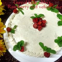 A picture of Raspberry red velvet cake.