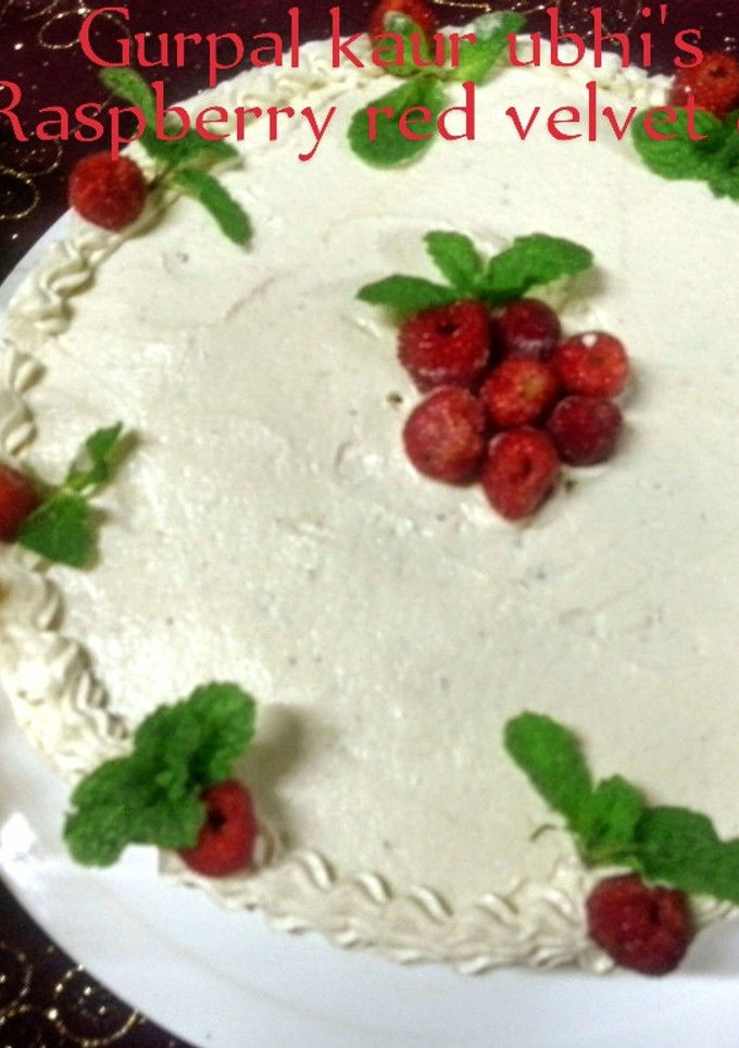 A picture of Raspberry red velvet cake.