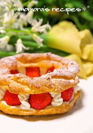 A picture of Easy Paris-Brest Cream Puffs using Pancake Mix for Festive Occasions.