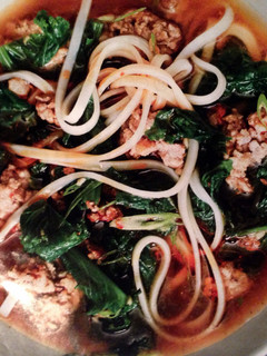 A picture of Spicy Pork & Collard Greens Soup.