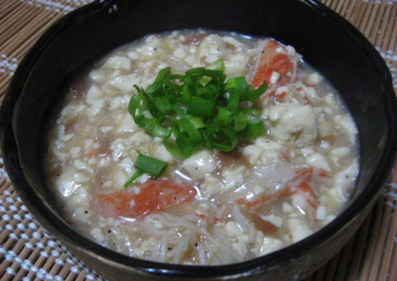 Crumbled Tofu and Crabsticks with Thickened Ume Sauce