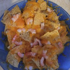 A picture of Cheesy Shrimp Nachos.