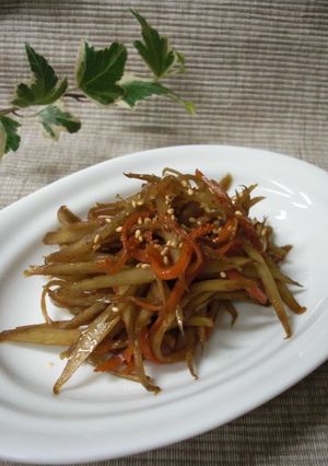 A picture of My Grandma's Kimpira Stir-fry.