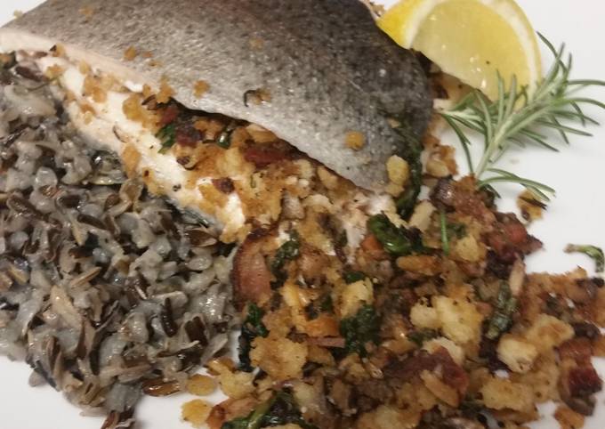 Easiest Way to Prepare Homemade Bacon Mushroom Goat Cheese Stuffed Trout