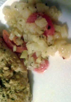 A picture of Parmesean baked chicken breast.