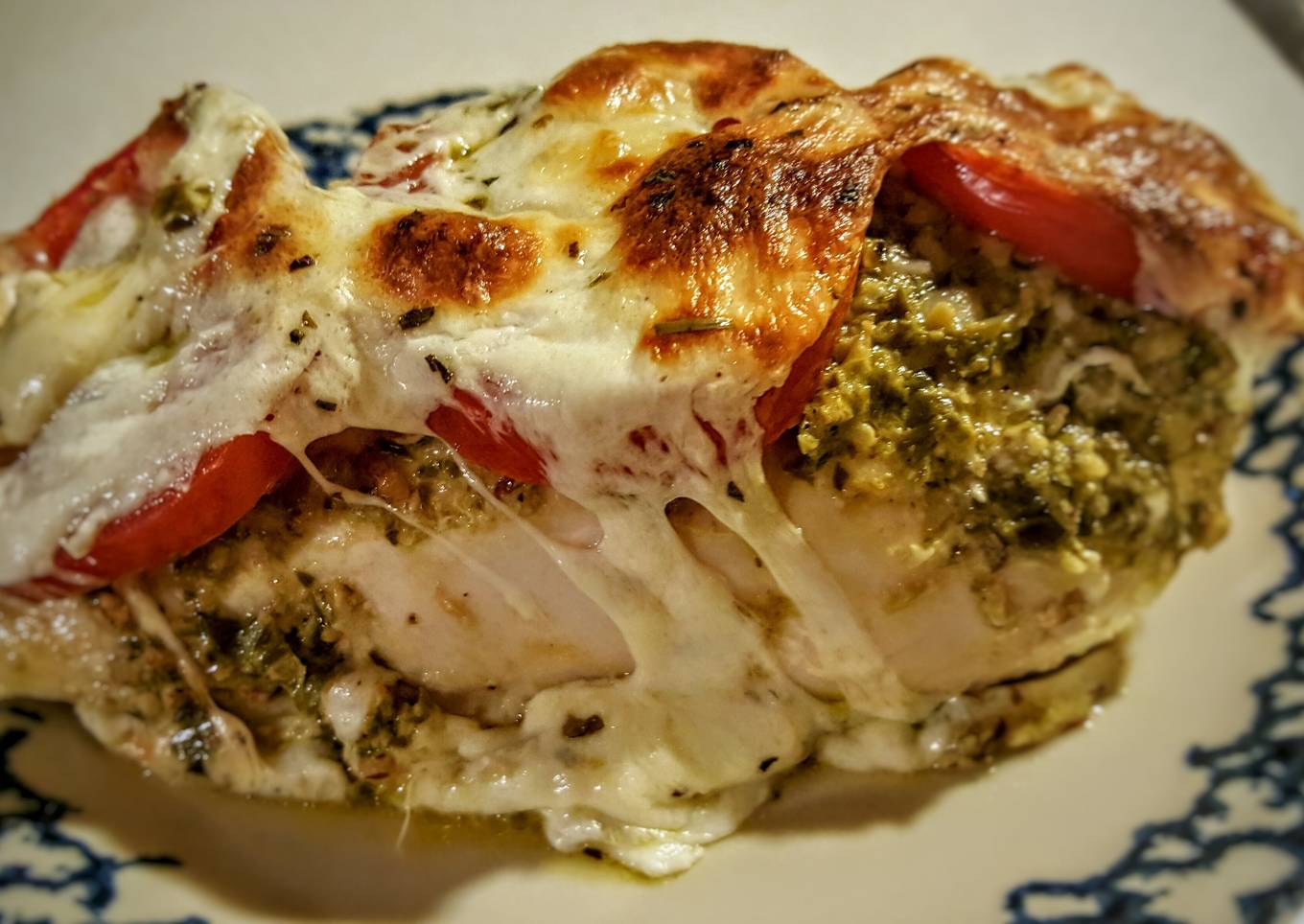 Pesto, Tomato, & Mozzarella Baked Chicken