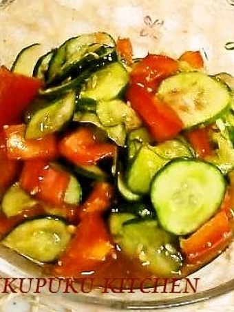 Easy Way Make Recipe A Summery Lemon Taste! Cucumber and Tomato Salad in Sesame Seed Vinaigrette that is So Delicious, Tasty}