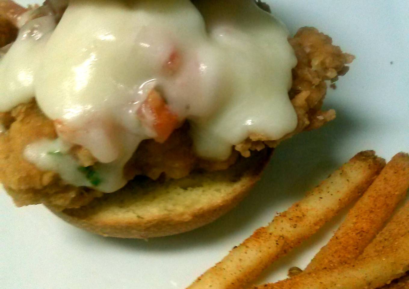 italian parm crusted slider and cajin fries