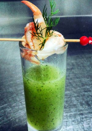 A picture of Melon Mint Gazpacho.