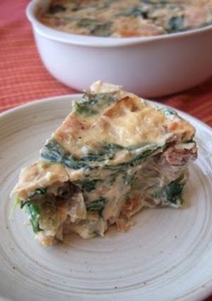 A picture of Crustless Quiche With Lots of Vegetables.