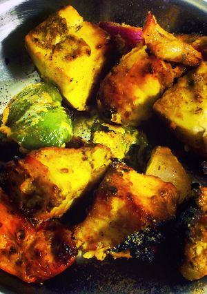 A picture of Indian Paneer Tikka (blow your head off).