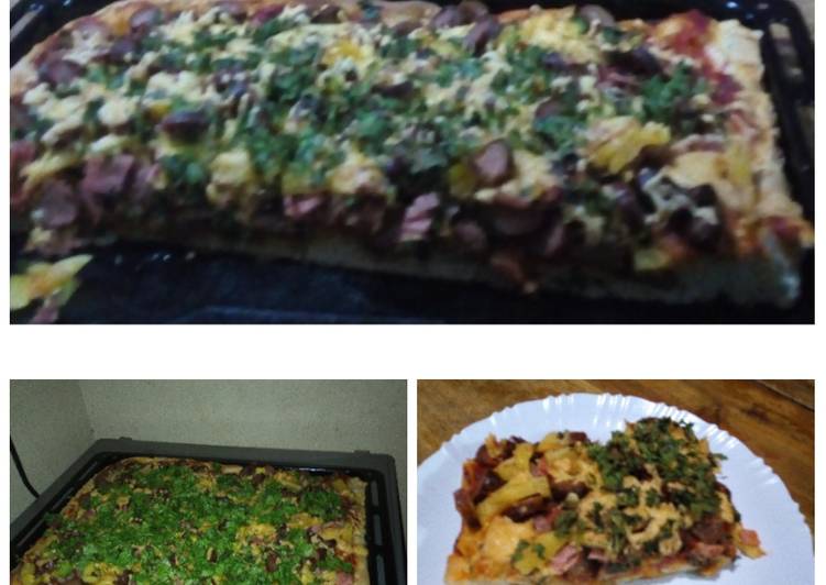 Steps to Prepare Sausage, ham &amp; pineapple pizza #author marathon in 18 Minutes for Family