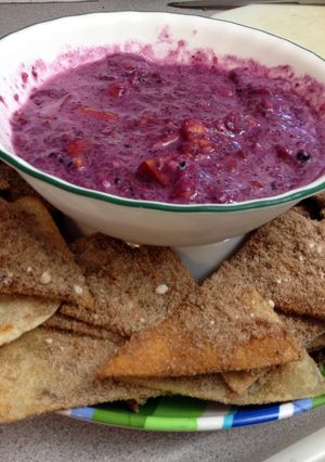 A picture of Fruit Salsa And Cinnomon Sugar Chips (gluten and dairy free).
