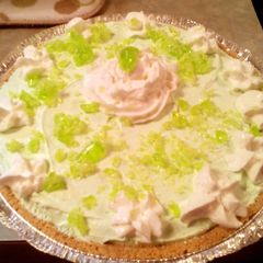 A picture of Jolly ranchers green apple pie.