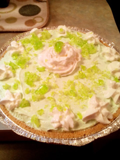 A picture of Jolly ranchers green apple pie.