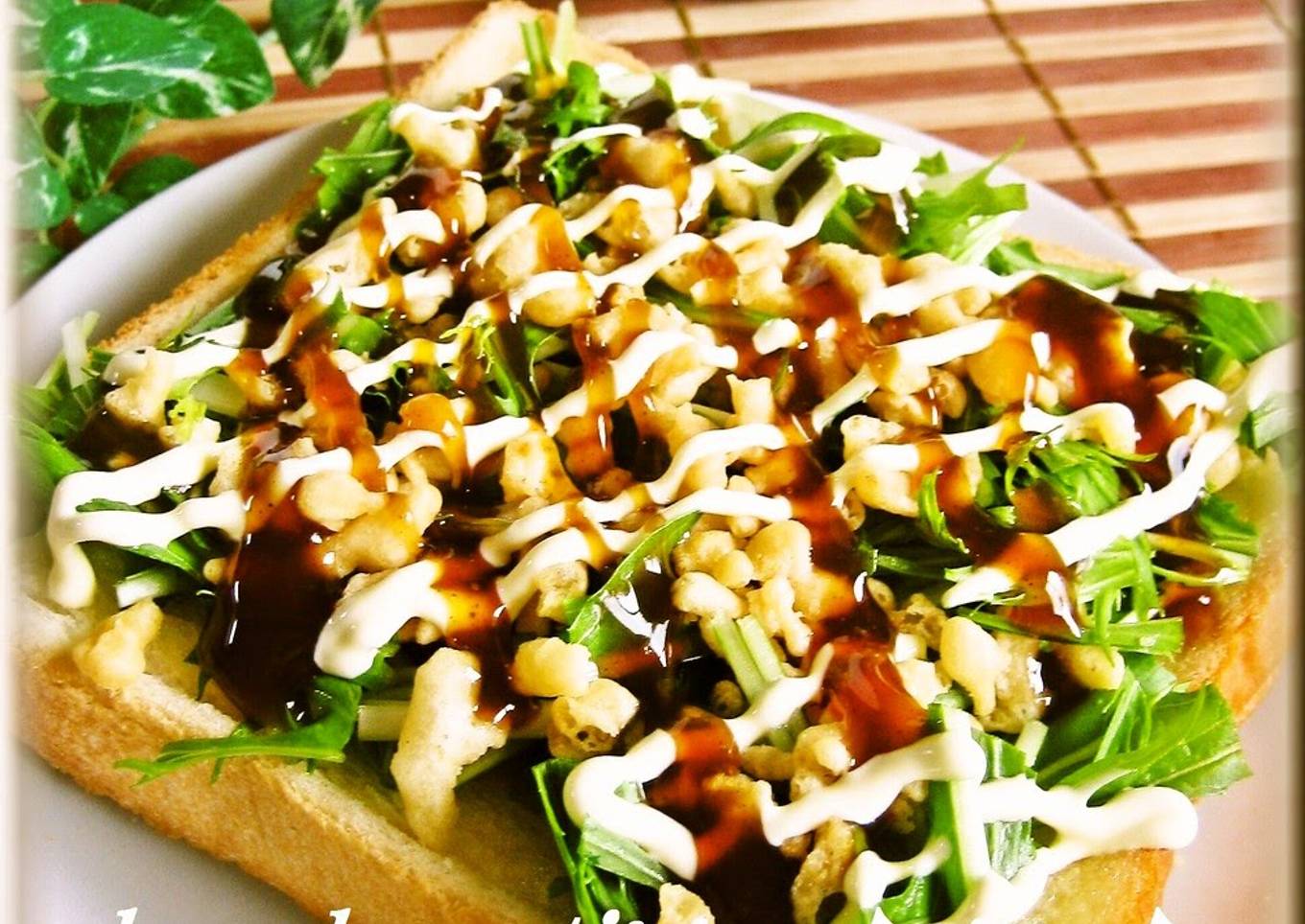Three-Texture Toast with Mizuna and Tempura Crumbs