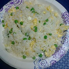 A picture of Choo Choo train fried rice, vegetarian version.