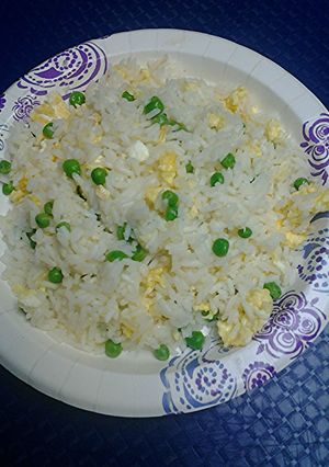 A picture of Choo Choo train fried rice, vegetarian version.
