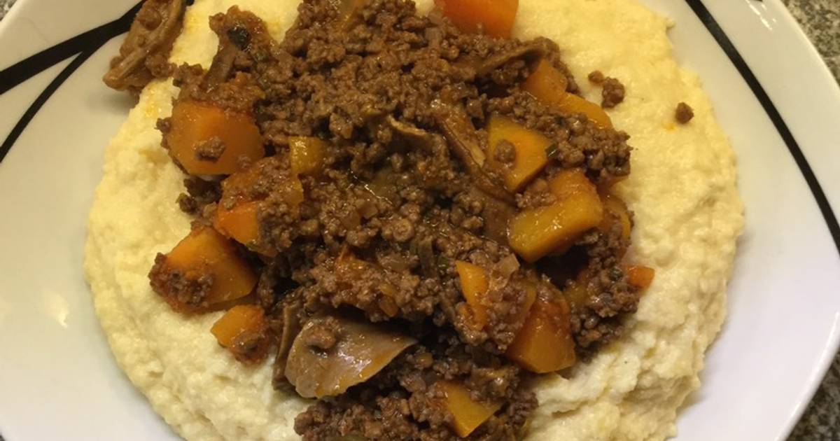 Cremige Polenta mit Hackfleisch-Kürbis-Ragout Rezept von Janesfoodworld ...