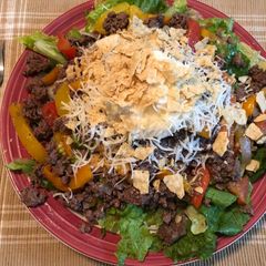 A picture of Beef taco salad.
