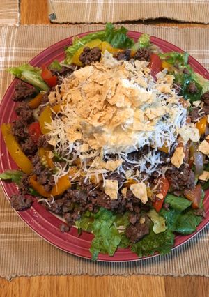 A picture of Beef taco salad.